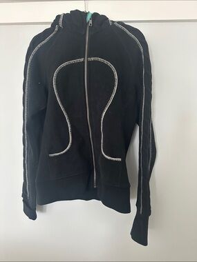 lululemon athletica Black Full-Zip Hoodie with White Contrast Stitching